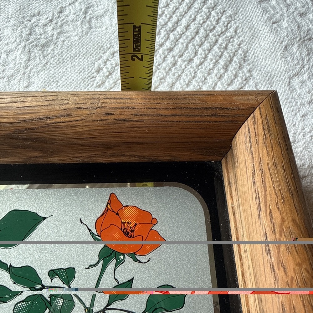 Vintage Hensley Company Perfumes Roses Mirror Tray with Handles Wood Frame - Picture 8 of 10
